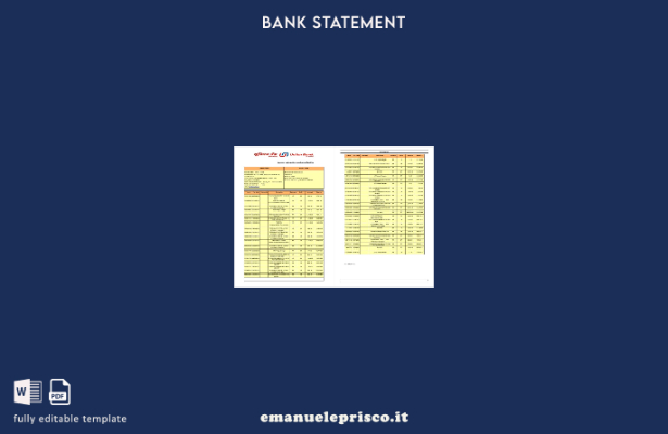 modello di pagine di parole dell'estratto conto bancario dell'India Union Bank o